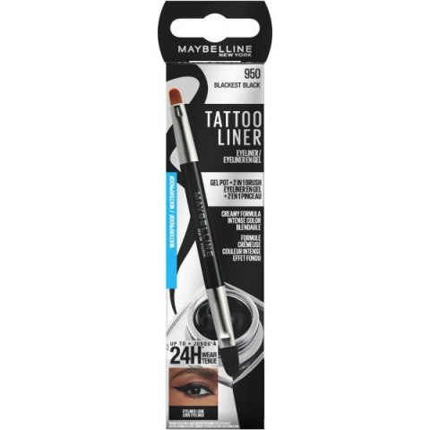 Maybelline Tattoo Liner Eyeliner w Żelu 2in1 - nr 950 Blackest Black 26 g