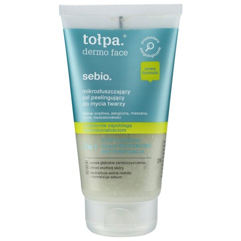 TOŁPA Dermo Face Sebio Mikrozłuszczający żel peelingujący do twarzy 3w1 150 ml