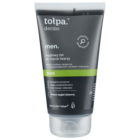 Tołpa Dermo Men żel do mycia twarzy węglowy Pure 150 ml