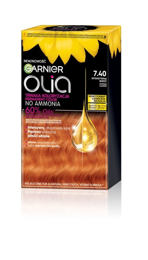 Garnier Olia farba do włosów nr 7.40 Intense Copper - Intensywna miedź