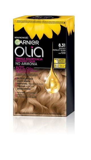 Garnier Olia farba do włosów nr 8.31 Golden Ashy Blond - Złocisty popielaty blond
