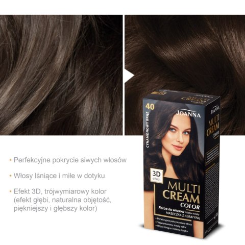 Joanna Multi Cream Color farba do włosów nr 40 Cynamonowy Brąz.