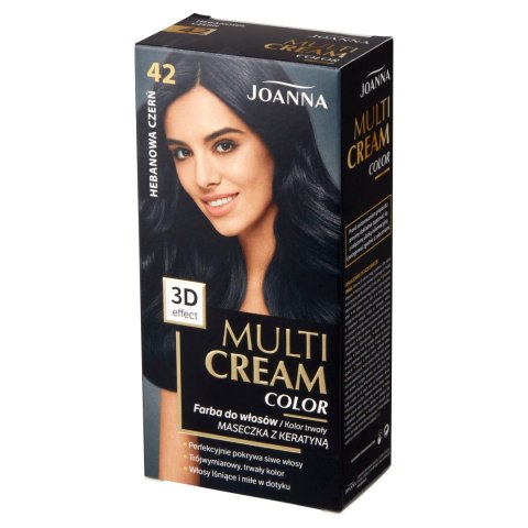 Joanna Multi Cream Color farba do włosów nr 42 Hebanowa Czerń.