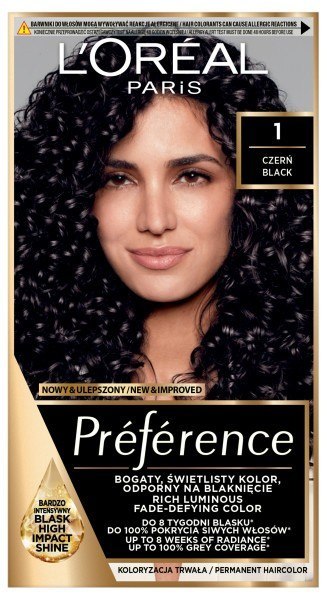L'Oréal Paris Preference farba do włosów 1 - Czerń 1 op.