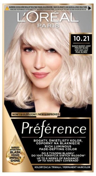 L'Oréal Paris Preference farba do włosów 10.21 - Bardzo Bardzo Jasny Perłowy Blond 1 op.