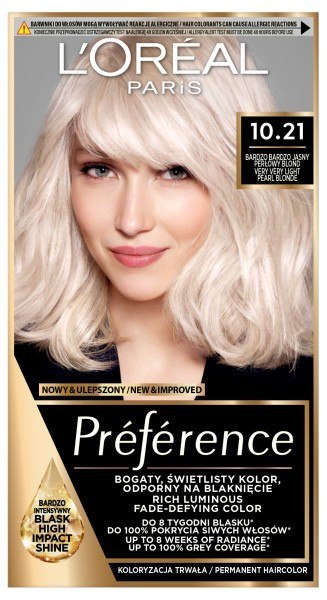 L'Oréal Paris Preference farba do włosów 10.21 - Bardzo Bardzo Jasny Perłowy Blond 1 op.