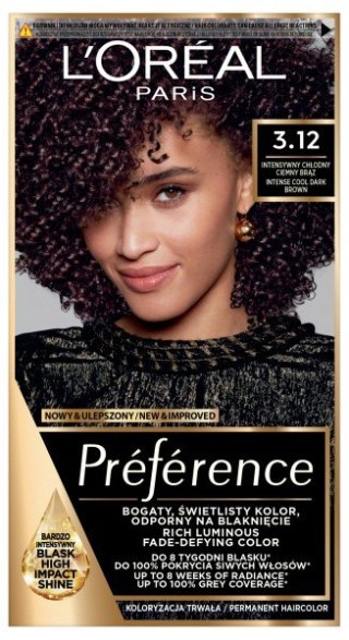 L'Oréal Paris Preference farba do włosów 3.12 - Intensywny Chłodny Ciemny Brąz 1 op.
