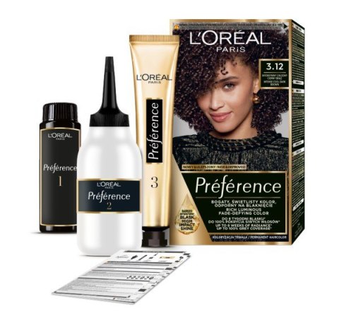 L'Oréal Paris Preference farba do włosów 3.12 - Intensywny Chłodny Ciemny Brąz 1 op.