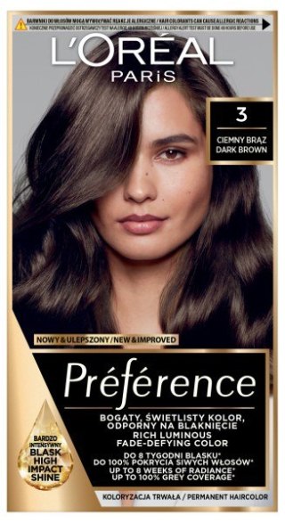 L'Oréal Paris Preference farba do włosów 3 - Ciemny Brąz 1 op.