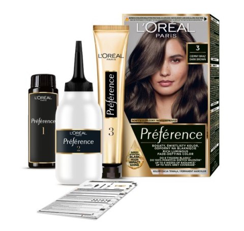 L'Oréal Paris Preference farba do włosów 3 - Ciemny Brąz 1 op.