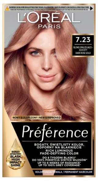 L'Oréal Paris Preference farba do włosów 7.23 - Blond Opalizujący Złocisty 1 op.