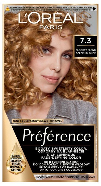 L'Oréal Paris Preference farba do włosów 7.3 Złocisty Blond