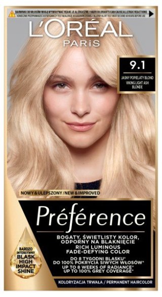 L'Oréal Paris Preference farba do włosów 9.1 - Jasny Popielaty Blond 1 op.