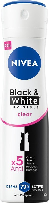 NIVEA Black & White Invisible Clear Antyperspirant Damski w Sprayu 150 ml