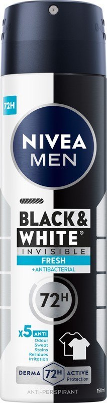 NIVEA MEN Black & White Invisible Fresh Antyperspirant w Sprayu 150 ml