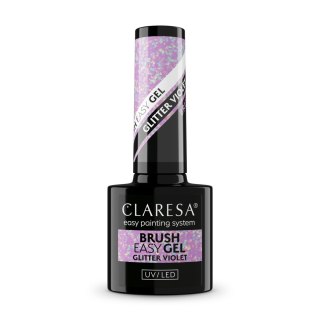 Claresa Brush Easy Gel żel do paznokci - Glitter Violet 5 g