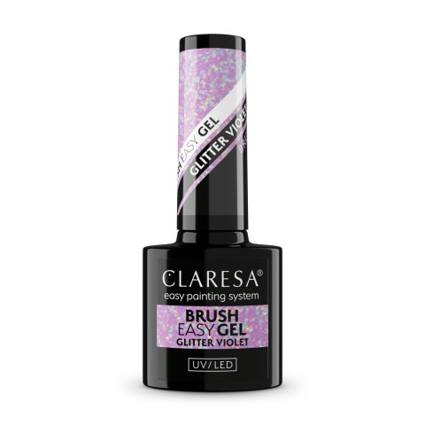 Claresa Brush Easy Gel żel do paznokci - Glitter Violet 5 g