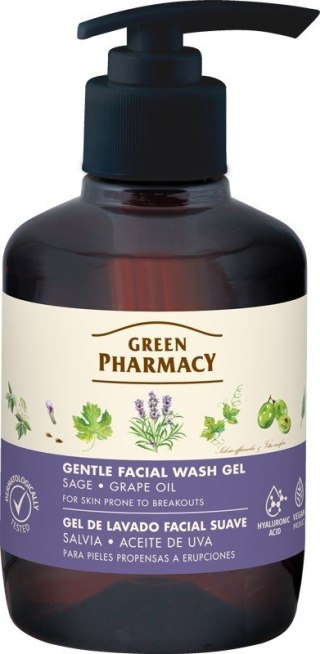 Green Pharmacy delikatny żel do mycia twarzy dla skóry skłonnej do podrażnień Szałwia 270 ml