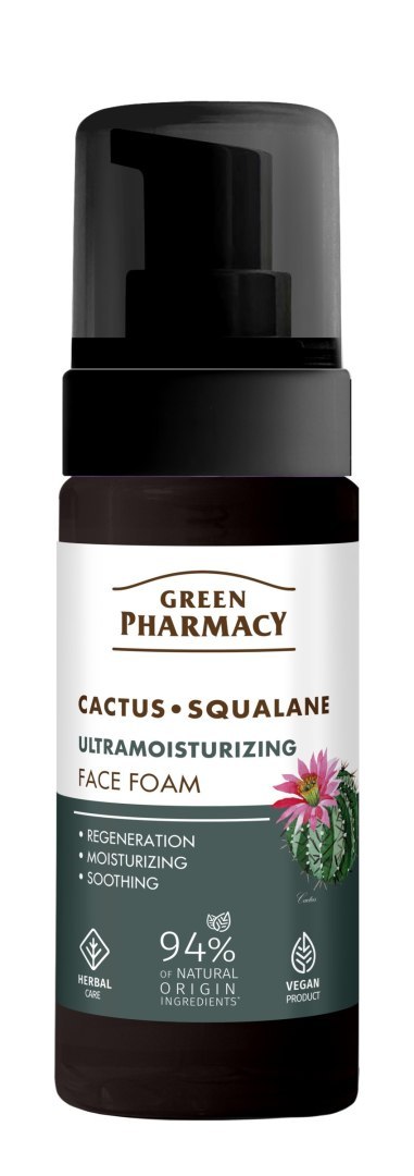 Green Pharmacy Kaktus + Skwalan ultranawilżająca pianka do mycia twarzy 150 ml