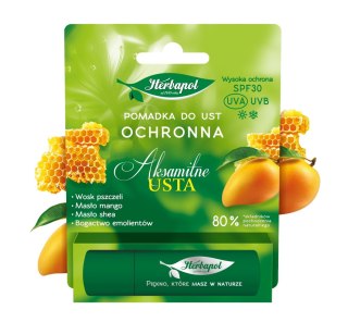 Herbapol Aksamitne Usta Pomadka Ochronna do Ust SPF30 Mango 4.9 g