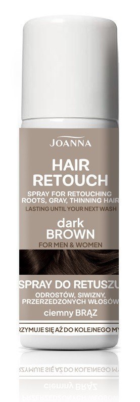 Joanna Hair Retouch spray do retuszu odrostów, siwizny i przerzedzonych włosów - Dark Brown 75 ml