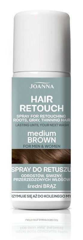 Joanna Hair Retouch spray do retuszu odrostów, siwizny i przerzedzonych włosów - Medium Brown 75 ml
