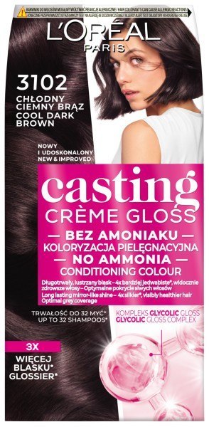L'Oréal Paris Casting Creme Gloss krem koloryzujący nr 3102 Cool dark brown
