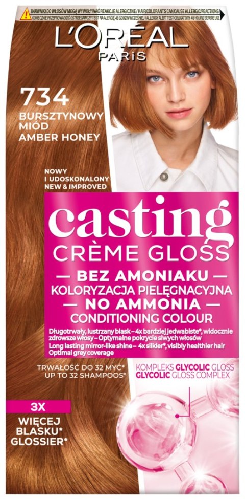 L'Oréal Paris Casting Creme Gloss krem koloryzujący nr 734 Bursztynowy Miód