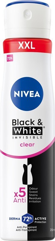 NIVEA Black & White Invisible Clear Antyperspirant Damski w Sprayu 250 ml