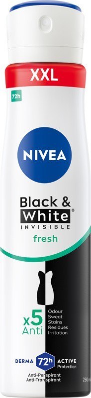NIVEA Black & White Invisible Fresh Antyperspirant Damski w Sprayu 250 ml