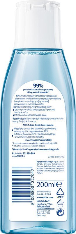 Nivea Toner Refreshing tonik odświeżający do cery normalnej i mieszanej 200 ml