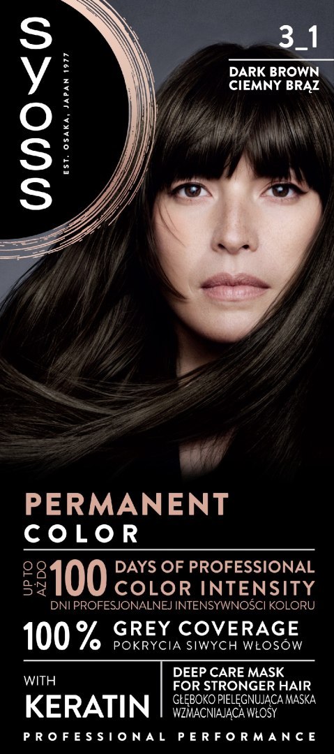 Syoss Permanent Color farba do włosów 3-1 Ciemny Brąz