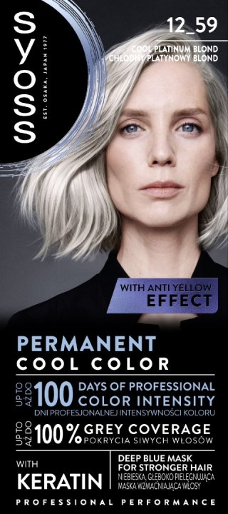 Syoss Permanent Cool farba do włosów 12-59 Chłodny platynowy blond