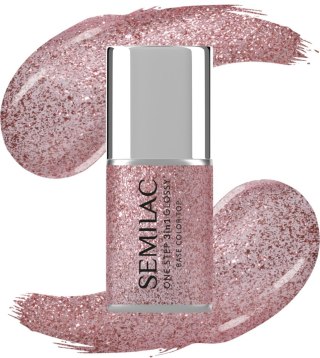 Semilac One Step Glossy 3in1 lakier hybrydowy do paznokci S250 Glitter Pink 7 ml