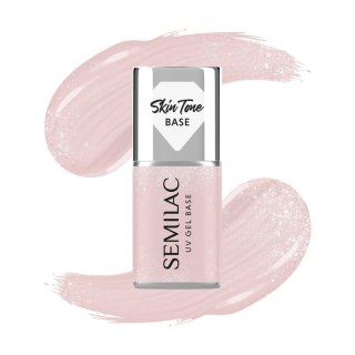 Semilac Skin Tone baza coverowa do lakierów hybrydowych półtransparentna Glitter Beige 7 ml