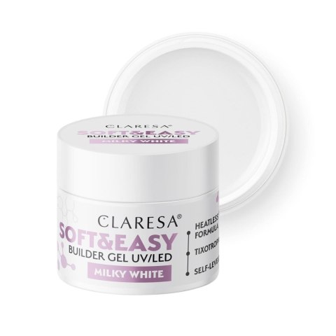 Claresa Soft&Easy żel budujący do paznokci Milky White 12 g