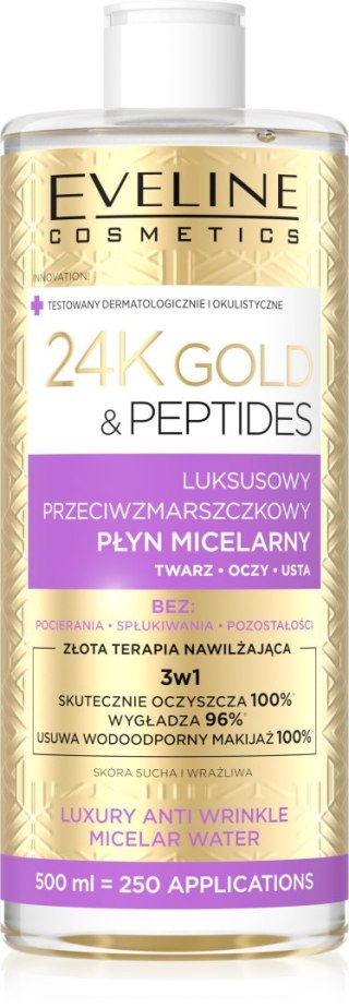 Eveline 24K Gold & Peptides Luksusowy Przeciwzmarszczkowy płyn micelarny 3w1 500 ml