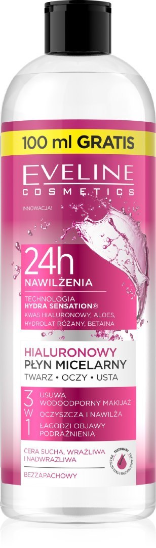 Eveline Hydra Sensation Hialuronowy płyn micelarny nawilżający 3w1 500 ml