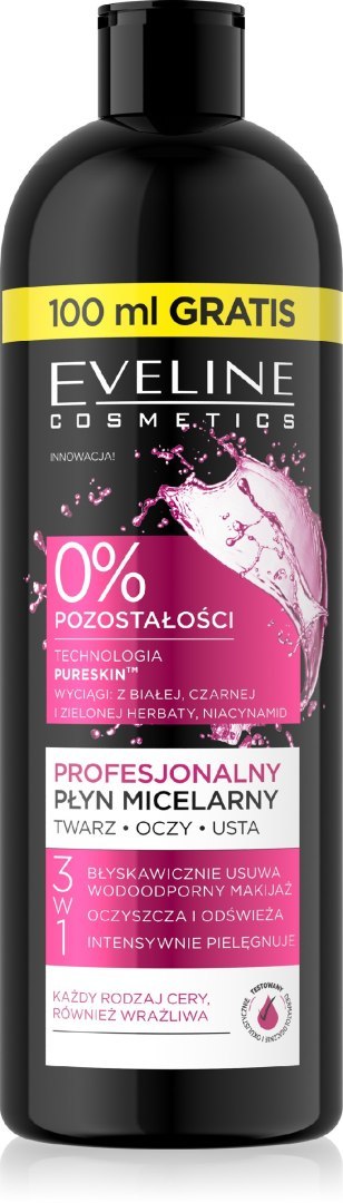 Eveline Pureskin Profesjonalny płyn micelarny Niacynamid 3w1 500 ml