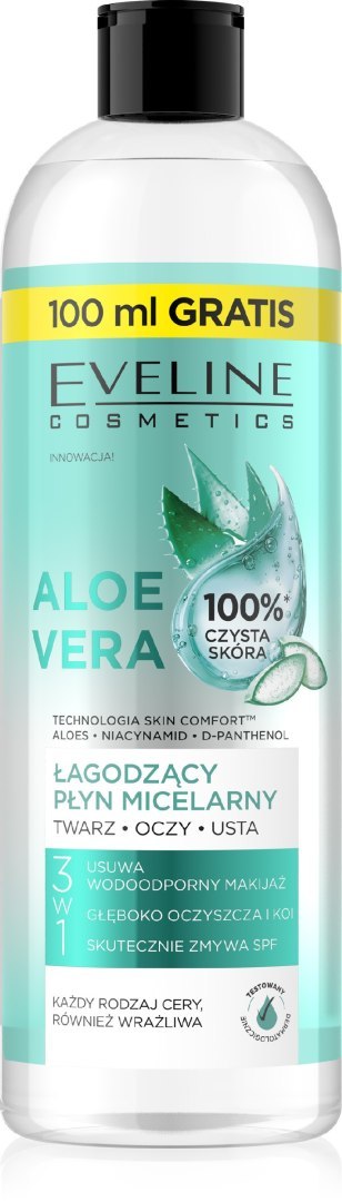 Eveline Skin Comfort Łagodzący płyn micelarny Aloe Vera 3w1 500 ml