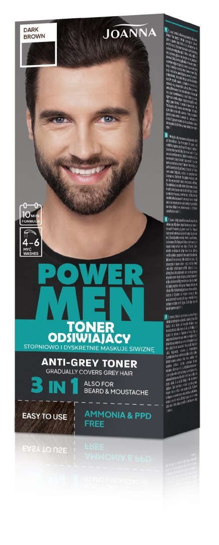 Joanna Power Men toner odsiwiający 02 Dark brown 80 g