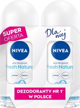 Nivea Antyperspirant w Kulce Fresh Natural Duo 2x50 ml Roll-on Kulka dla Kobiet