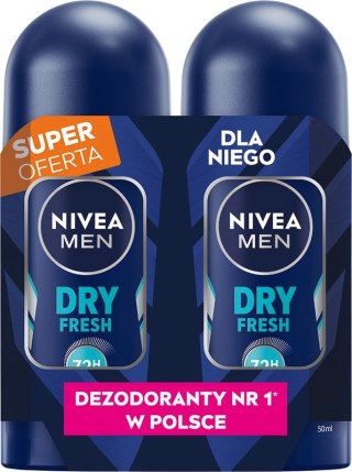 Nivea Antyperspirant w Kulce Dry Fresh Duo 2x50 ml Roll-on Kulka dla Mężczyzn