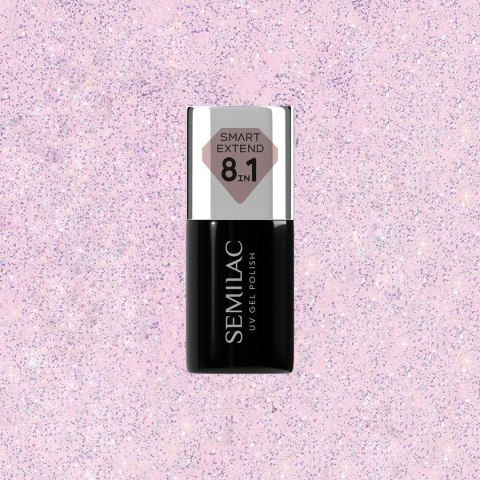Semilac Smart Extend lakier hybrydowy Glitter Delicate Pink nr. 806 7 ml