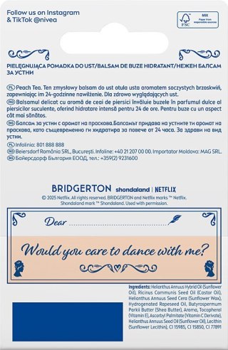 Nivea Bridgerton Edition Pielęgnująca Pomadka do Ust Peach Tea 4.8 g