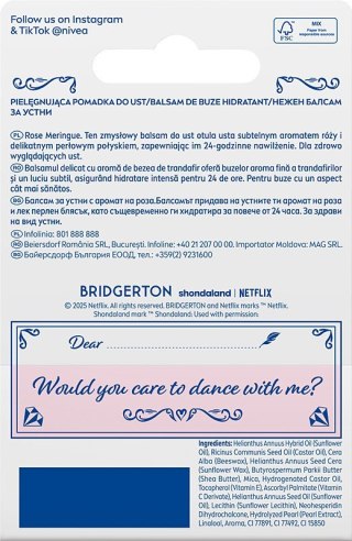 Nivea Bridgerton Edition Pielęgnująca Pomadka do Ust Rose Meringue 4.8 g