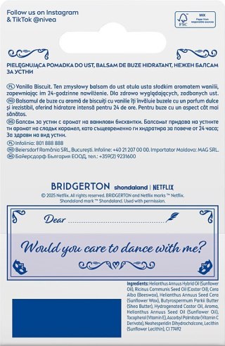 Nivea Bridgerton Edition Pielęgnująca Pomadka do Ust Vanilla Biscuit 4.8 g