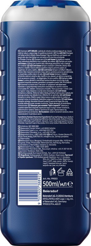 Nivea MEN Anti Grease szampon do włosów przetłuszczających się 500 ml