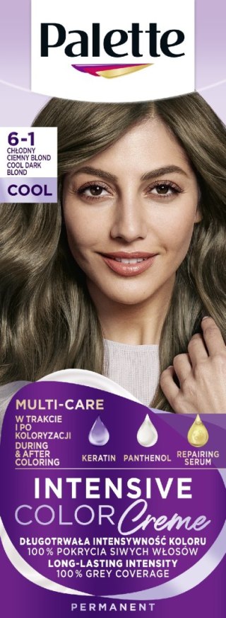 Palette Intens Creme Intensywna farba do włosów w kremie 6-1 Popielaty ciemny blond