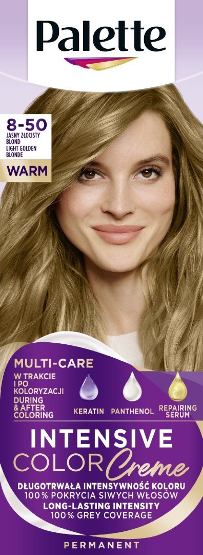 Palette Intens Creme Intensywna farba do włosów w kremie 8-50 Ciepły blond